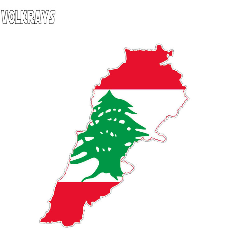 Car Accessories Lebanon - Volkrays創造カーステッカーレバノン国旗マップヘルメットアクセサリー反射防水カバー傷ビニールデカール、4センチメートル * 12センチメートル