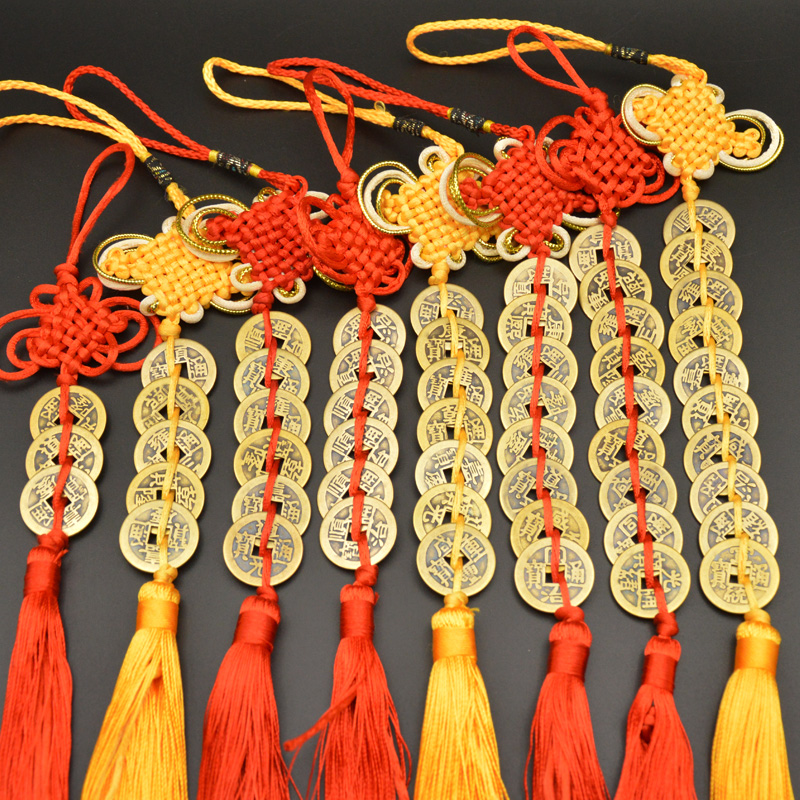 Car Accessories Bangi - 中国マニュアルノット風水ラッキーチャーム古代 I CHING 銅コインマスコット繁栄保護幸運家の車の装飾