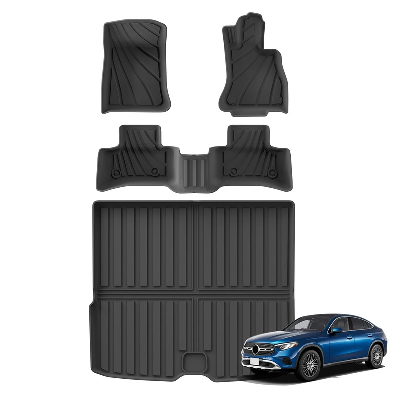 Car Accessories Useful - メルセデス・ベンツGLC X254 SUV（5人乗り、2025年式）用、右ハンドル対応、TPE製、全天候型フロアマット、トランクパッド、アクセサリー、ブラック。
