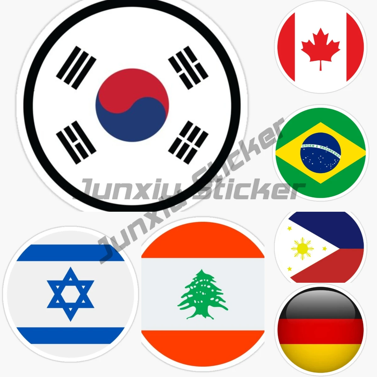 Car Accessories Lebanon - ブラジル、ドイツ、フィリピン、韓国、カナダ、レバノン、イスラエルの国旗をモチーフにした、円形のカーステッカー。ビニール製で、自己粘着性があり、アクセサリーとして使用できる。