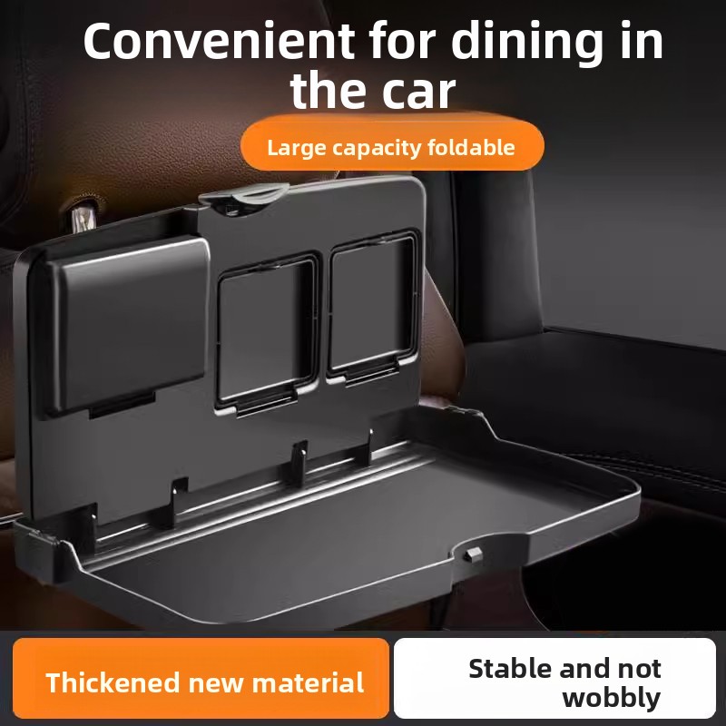 Back Seat Car Table - 車の後部座席用折りたたみ式ダイニングテーブル - カップホルダー付き大容量車載フードトレイ、厚みのある素材で安定した自動車アクセサリー