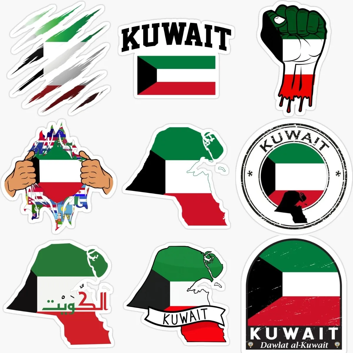 KWT クウェート国旗地図エンブレムクリエイティブ PVC  - Car Accessories Kuwait のレビューと価格