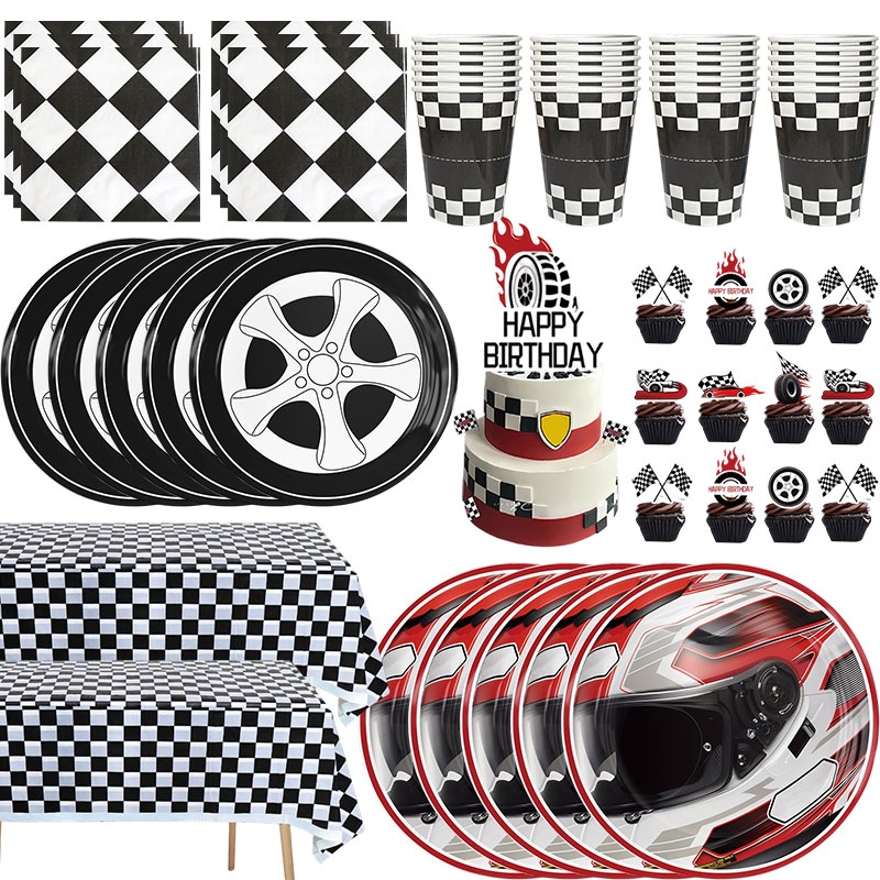 ハッピーレースカーテーマの誕生日パーティーデコレーション食器 - Car Accessories Banner のレビューと価格
